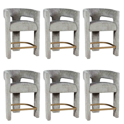 Gwen Modern Luxury Jacquard Fabric Sculpture Counter Stool - Set of 6