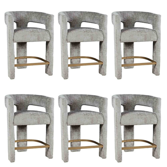 Gwen Modern Luxury Jacquard Fabric Sculpture Counter Stool - Set of 6