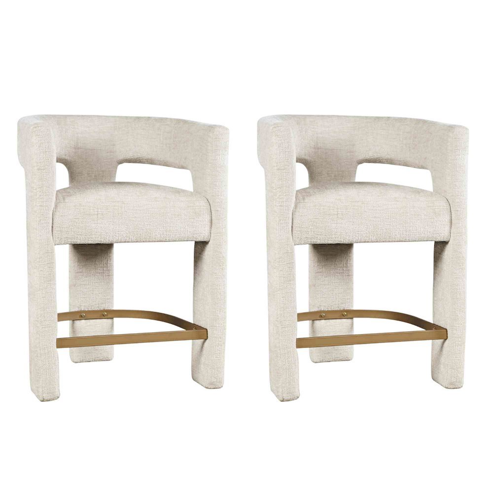 Gwen Modern Luxury Jacquard Fabric Sculpture Counter Stool - Set of 2