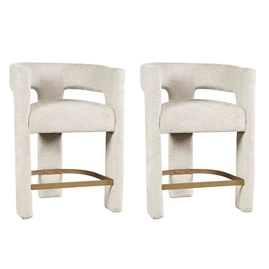 Gwen Modern Luxury Jacquard Fabric Sculpture Counter Stool - Set of 2