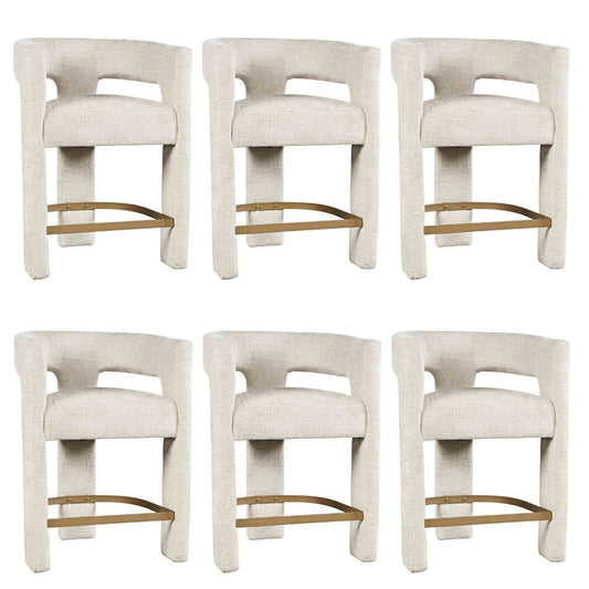 Gwen Modern Luxury Jacquard Fabric Sculpture Counter Stool - Set of 6