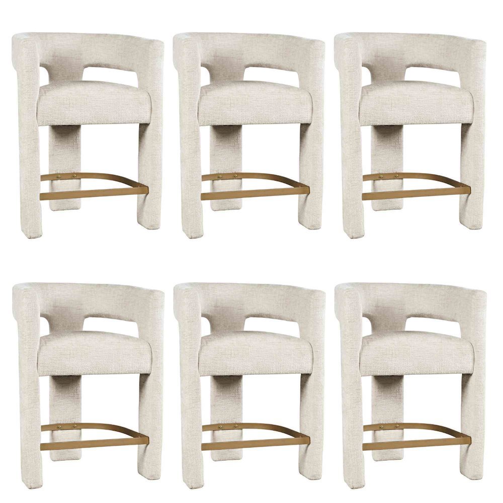 Gwen Modern Luxury Jacquard Fabric Sculpture Counter Stool - Set of 6