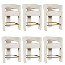 Gwen Modern Luxury Jacquard Fabric Sculpture Counter Stool - Set of 6