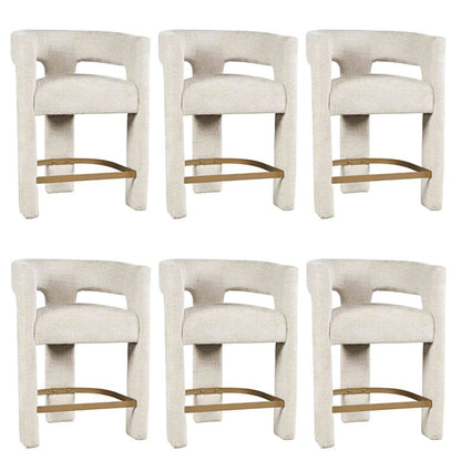 Gwen Modern Luxury Jacquard Fabric Sculpture Counter Stool - Set of 6
