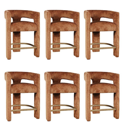 Gwen Modern Luxury Jacquard Fabric Sculpture Counter Stool - Set of 6