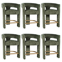 Modern Upholstered Counter Stool, Iron Frame, Forest, Set of 6