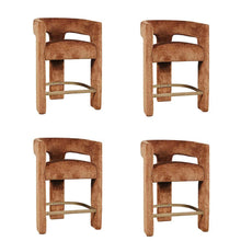 Modern Upholstered Counter Stool, Iron Frame, Rust, Set of 4