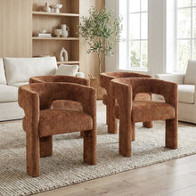 Gwen Modern Luxury Jacquard Fabric Sculpture Armchair - Set of 4