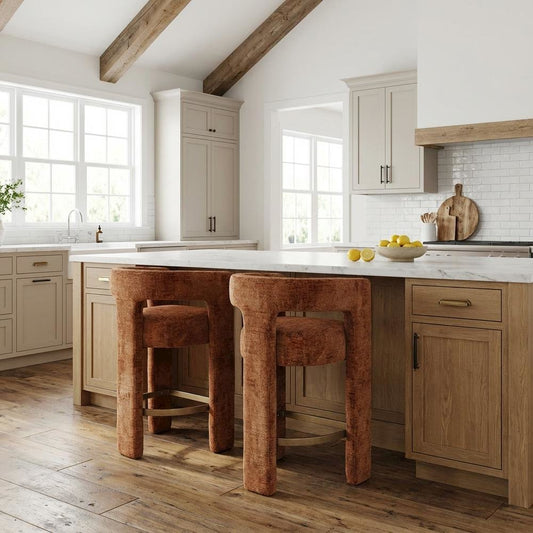 Gwen Modern Luxury Jacquard Fabric Sculpture Counter Stool - Set of 2