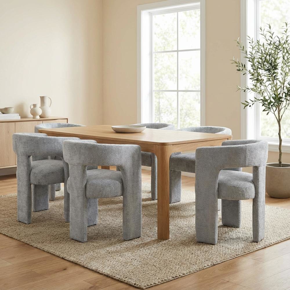 Gwen Modern Luxury Jacquard Fabric Sculpture Armchair - Set of 6