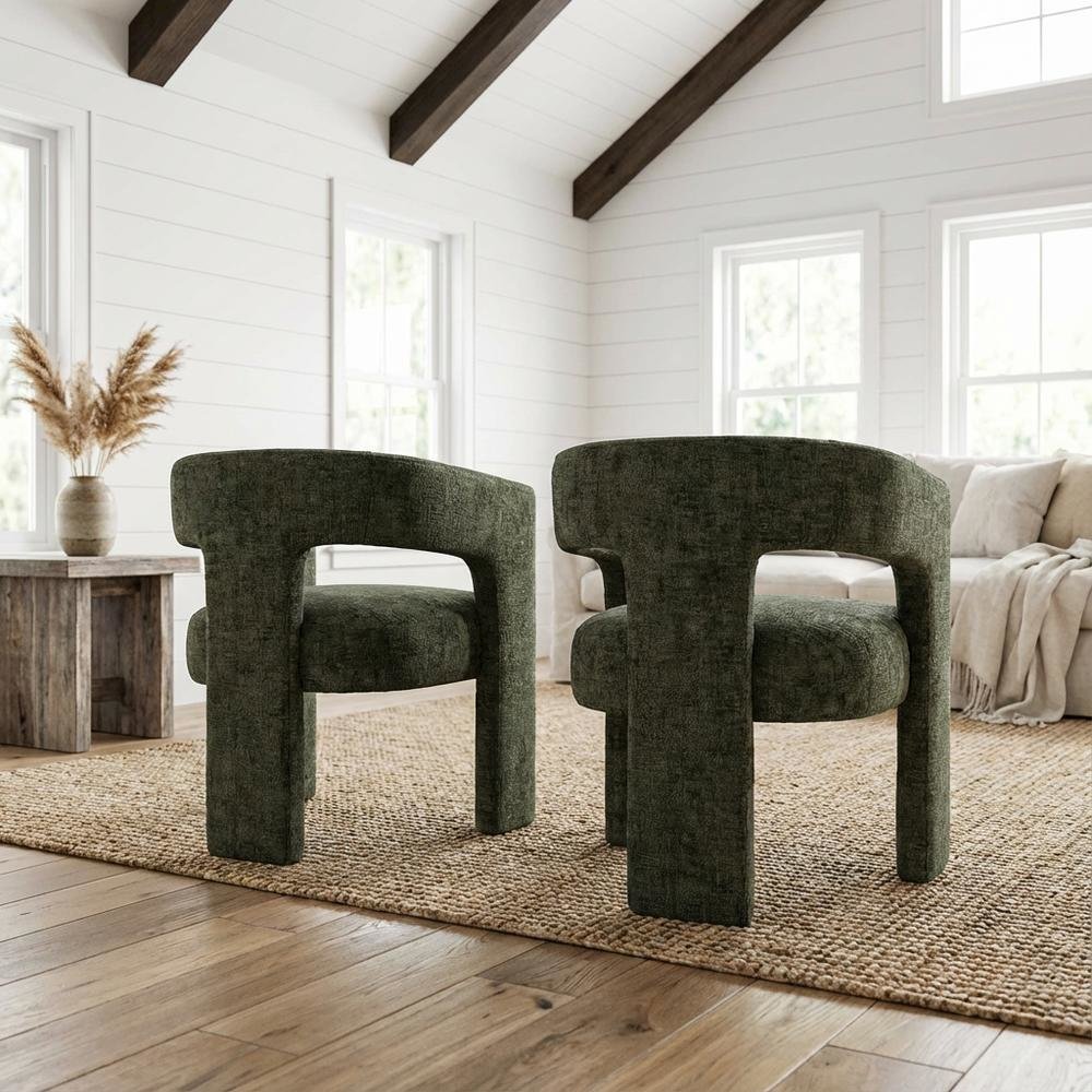 Gwen Modern Luxury Jacquard Fabric Sculpture Armchair - Set of 2