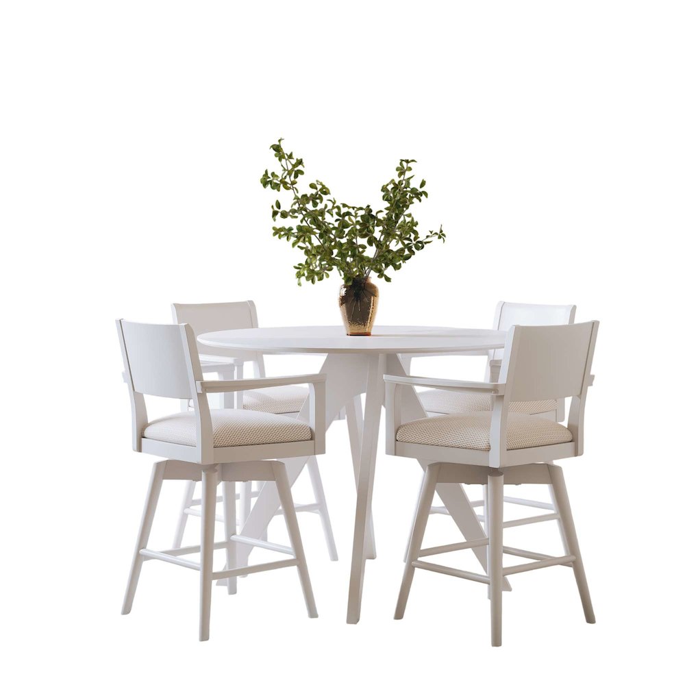 Axis Mid-Century Modern Five Piece Round Counter Height Panel Swivel Dining Set