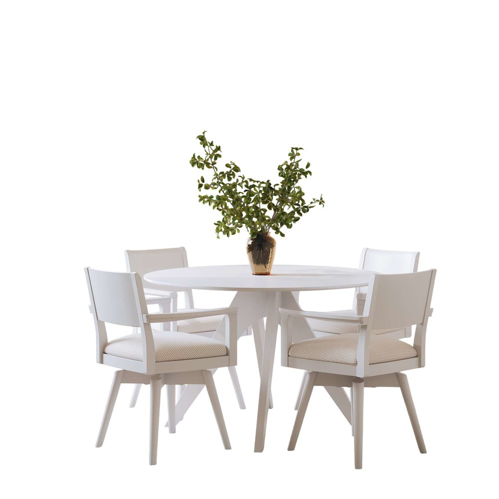 Axis Mid-Century Modern Five Piece Round Panel Swivel Dining Set