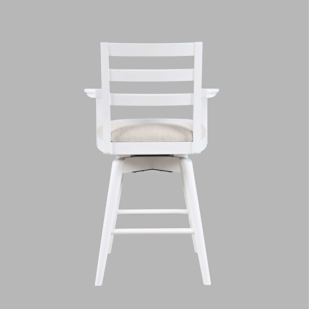 Axis Mid-Century Modern Upholstered Ladderback Swivel Barstool - Set of 2