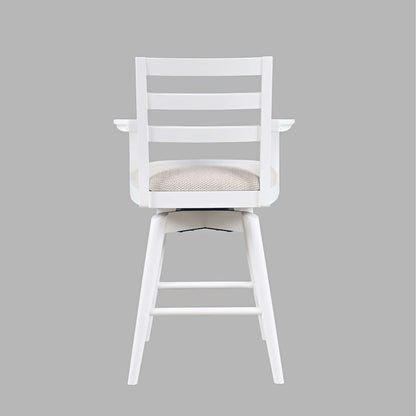 Axis Mid-Century Modern Upholstered Ladderback Swivel Barstool - Set of 2