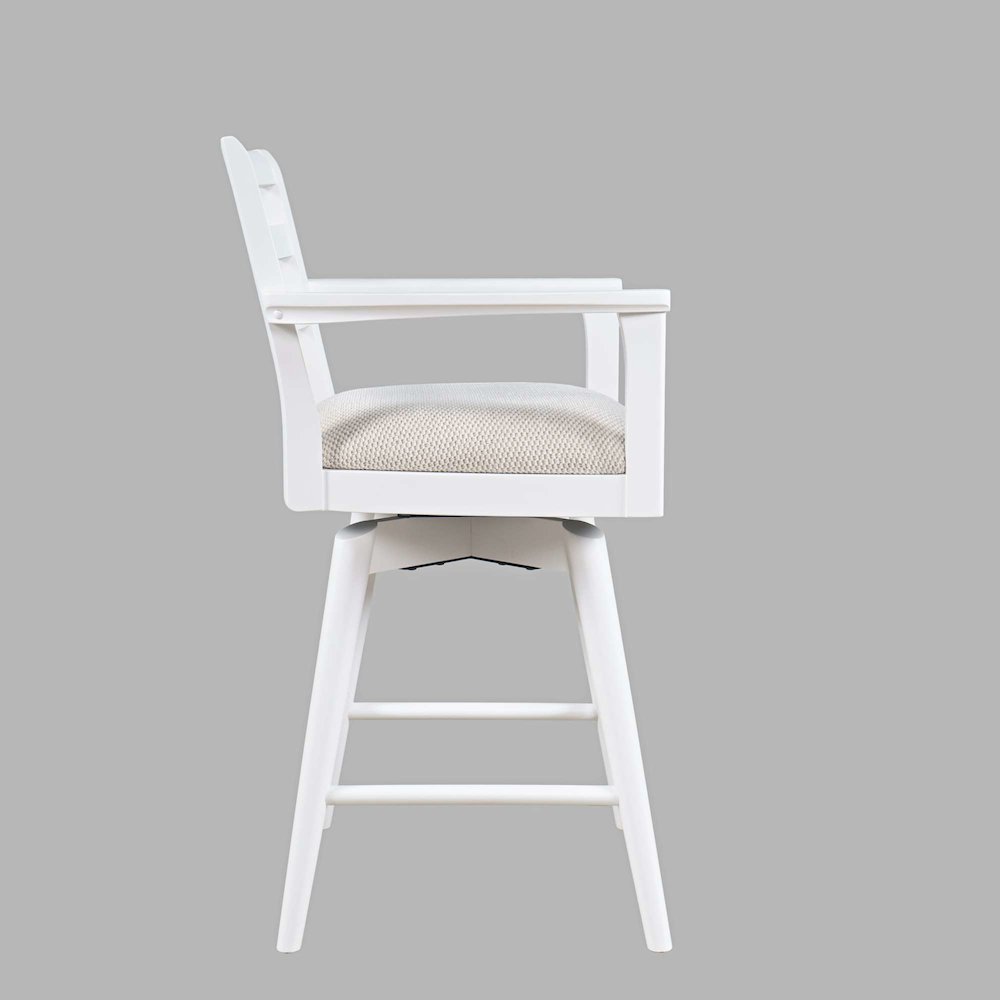 Axis Mid-Century Modern Upholstered Ladderback Swivel Barstool - Set of 2