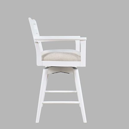 Axis Mid-Century Modern Upholstered Ladderback Swivel Barstool - Set of 2