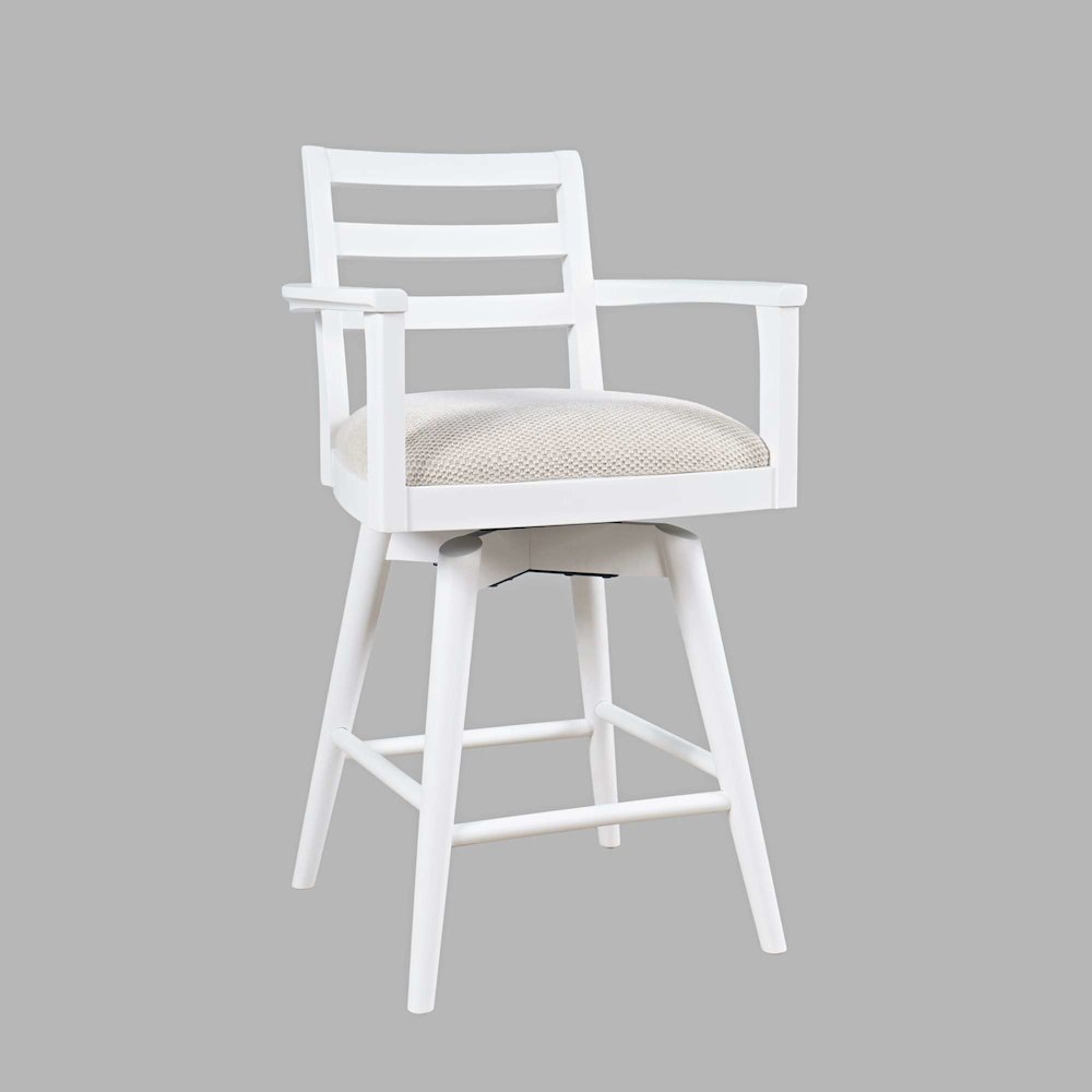Axis Mid-Century Modern Upholstered Ladderback Swivel Barstool - Set of 2