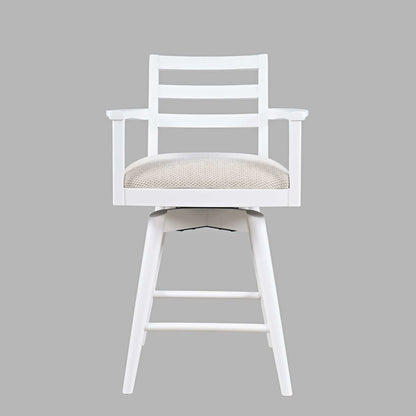 Axis Mid-Century Modern Upholstered Ladderback Swivel Barstool - Set of 2