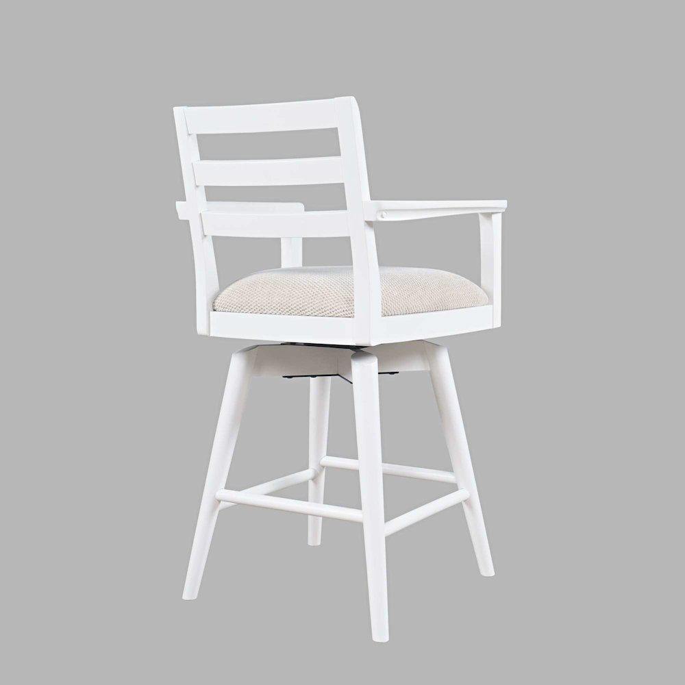 Axis Mid-Century Modern Upholstered Ladderback Swivel Barstool - Set of 2