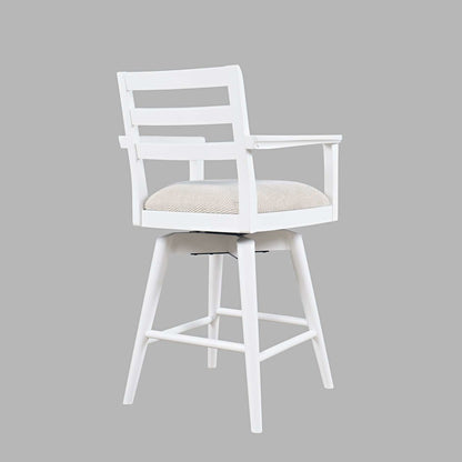 Axis Mid-Century Modern Upholstered Ladderback Swivel Barstool - Set of 2