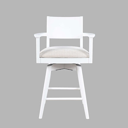 Axis Mid-Century Modern Upholstered Swivel Panel Barstool - Set of 2