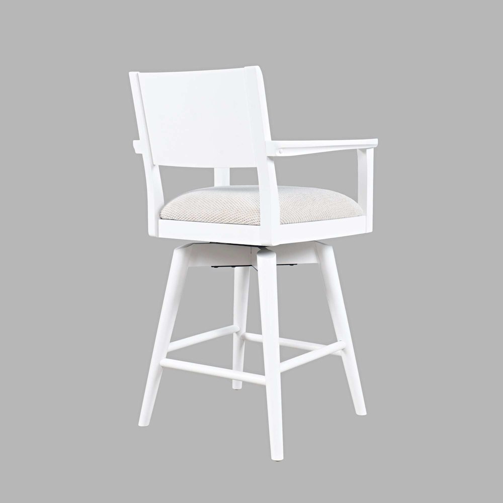 Axis Mid-Century Modern Upholstered Swivel Panel Barstool - Set of 2