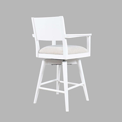 Axis Mid-Century Modern Upholstered Swivel Panel Barstool - Set of 2