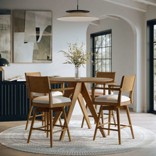 Axis Mid-Century Modern Five Piece Round Counter Height Panel Swivel Dining Set