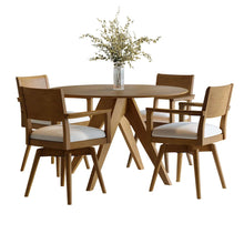 Axis Mid-Century Modern Five Piece Round Panel Swivel Dining Set