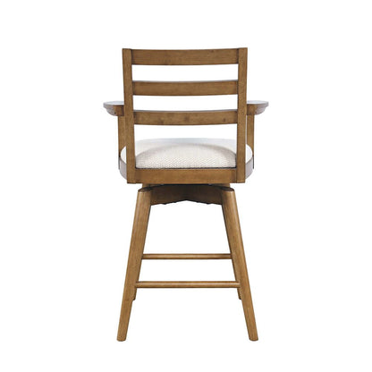 Axis Mid-Century Modern Upholstered Ladderback Swivel Barstool - Set of 2