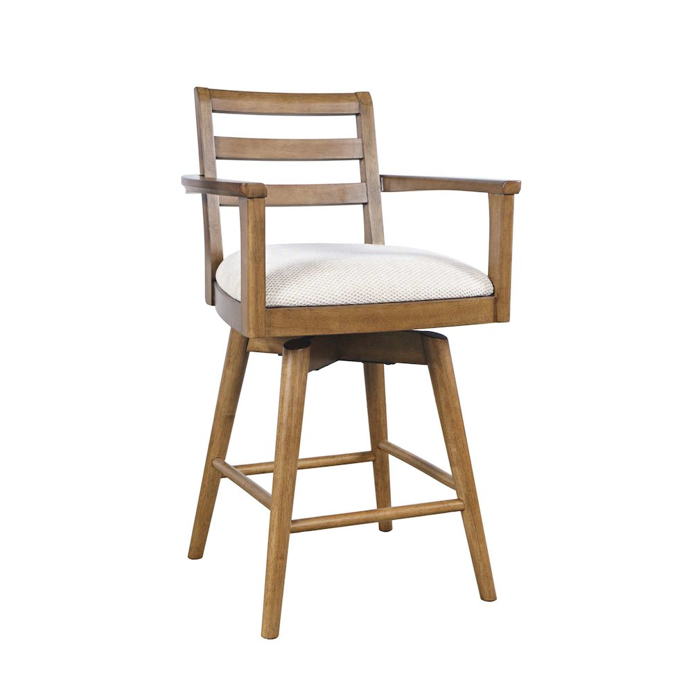 Axis Mid-Century Modern Upholstered Ladderback Swivel Barstool - Set of 2