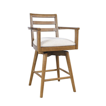 Axis Mid-Century Modern Upholstered Ladderback Swivel Barstool - Set of 2