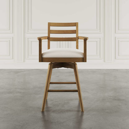 Axis Mid-Century Modern Upholstered Ladderback Swivel Barstool - Set of 2