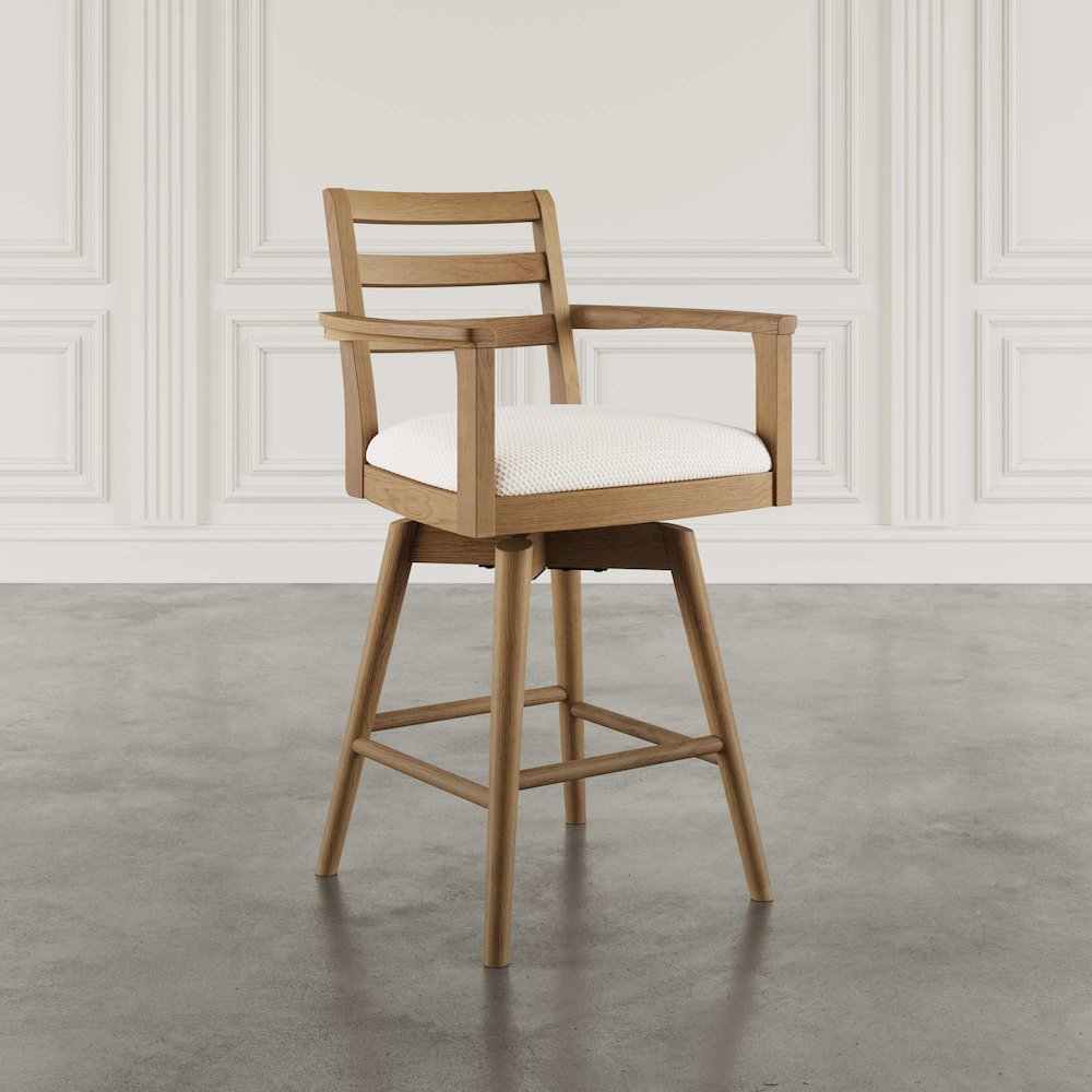 Axis Mid-Century Modern Upholstered Ladderback Swivel Barstool - Set of 2