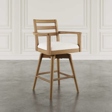 Axis Mid-Century Modern Upholstered Ladderback Swivel Barstool - Set of 2