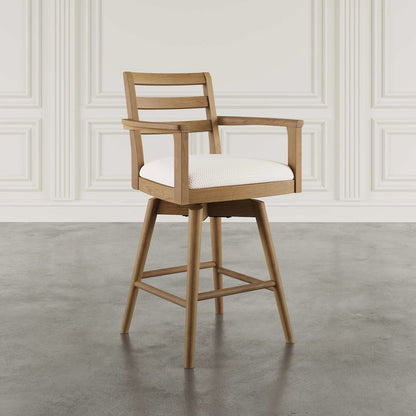 Axis Mid-Century Modern Upholstered Ladderback Swivel Barstool - Set of 2