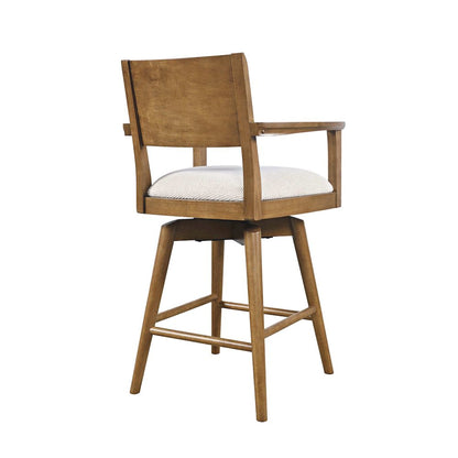 Axis Mid-Century Modern Upholstered Swivel Panel Barstool - Set of 2