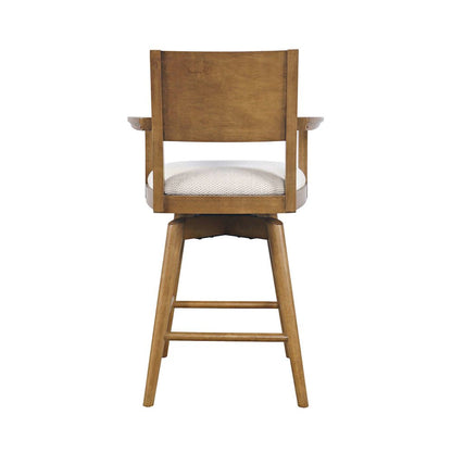 Axis Mid-Century Modern Upholstered Swivel Panel Barstool - Set of 2