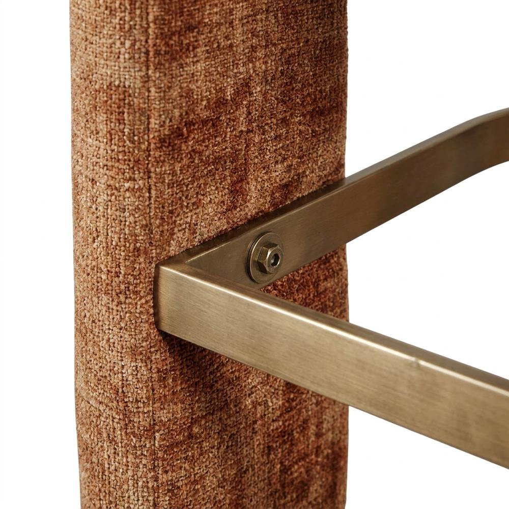 Modern Upholstered Counter Stool, Iron Frame, Rust, Set of 2