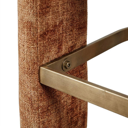 Modern Upholstered Counter Stool, Iron Frame, Rust, Set of 2