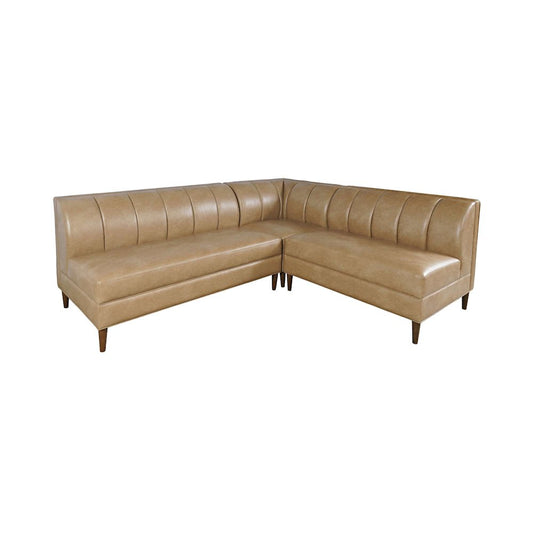 Ruston Modern Banquette Faux Leather Sectional with Five Seats and Corner Wedge