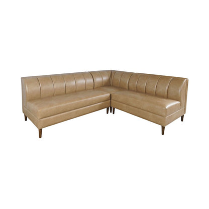 Ruston Modern Banquette Faux Leather Sectional with Five Seats and Corner Wedge