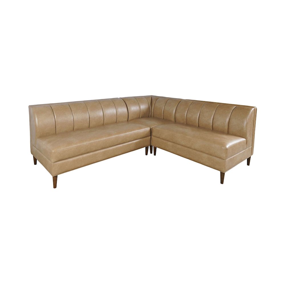 Ruston Modern Banquette Faux Leather Sectional with Five Seats and Corner Wedge
