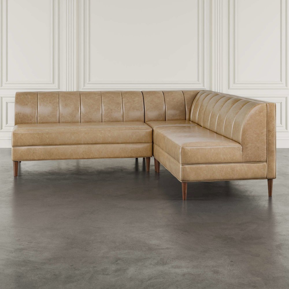 Ruston Modern Banquette Faux Leather Sectional with Five Seats and Corner Wedge