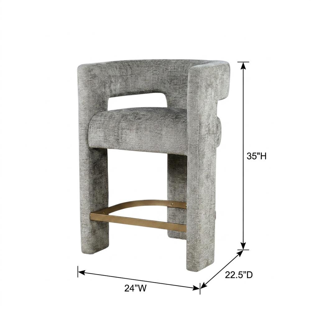 Modern Upholstered Counter Stool, Iron Frame, Grey, Set of 6