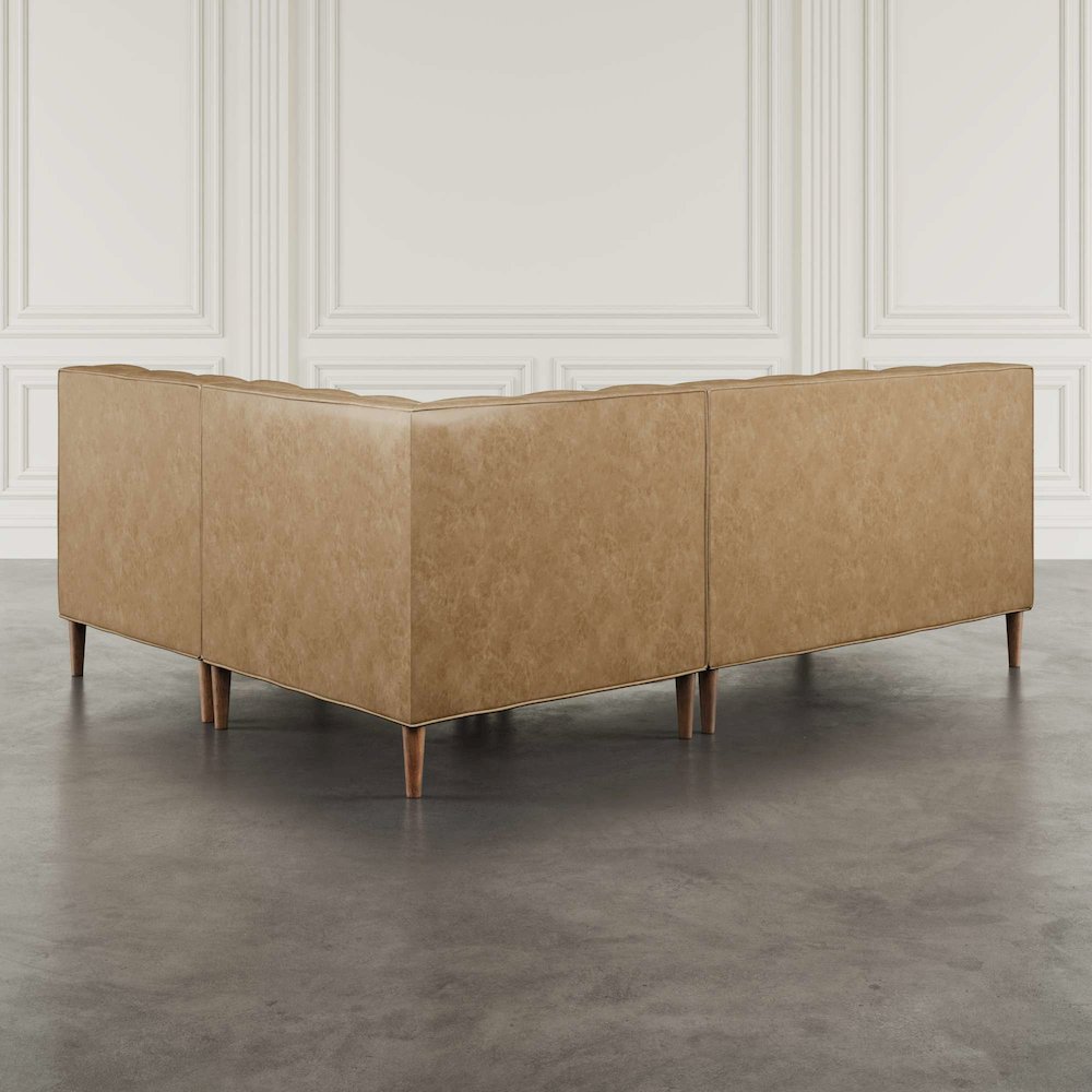 Ruston Modern Banquette Faux Leather Sectional with Five Seats and Corner Wedge