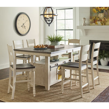 Reclaimed Pine 72" Farmhouse Counter Height Seven-Piece Dining Set