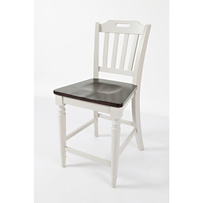 Solid Rubberwood 60" Eight-Piece Farmhouse Counter Height Dining Set with Bench