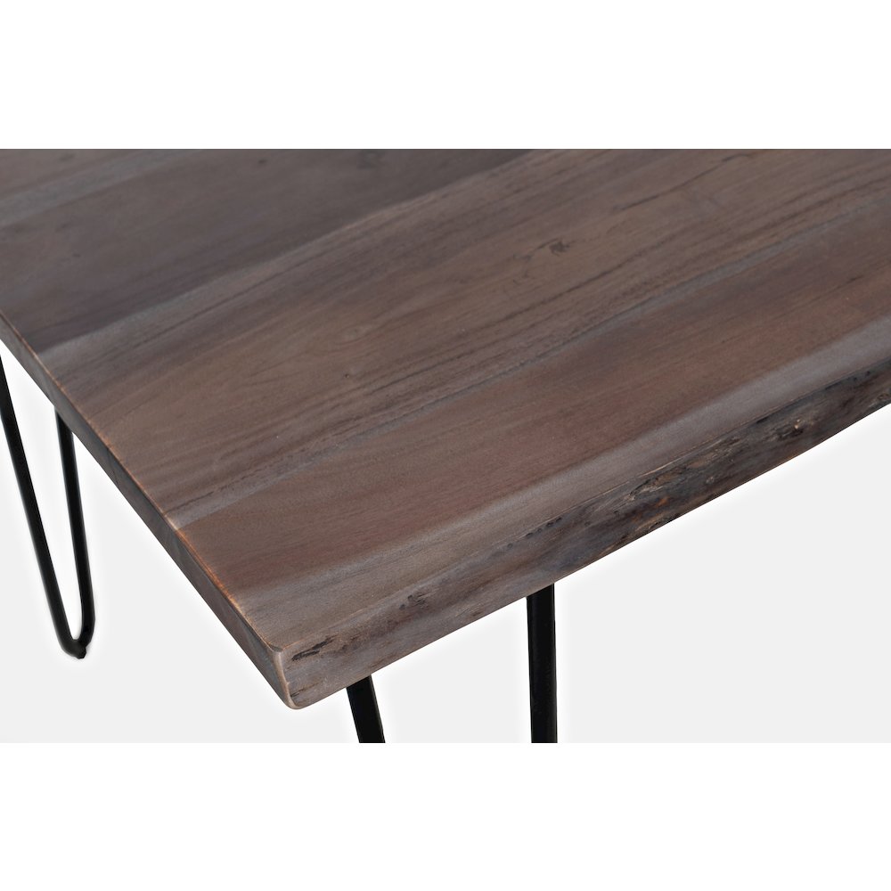 Seven Piece Solid Acacia Dining Set with Upholstered Mid-Century Modern Chairs
